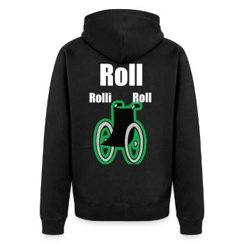 Rollstuhl - Unisex Premium Bio Zip Hoodie - Schwarz - Hinten - Nico (187cm)