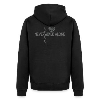 Never walk alone - Unisex Premium Organic Zip Hoodie - black - Back - Nico (187cm)