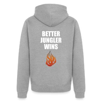 Jungler solo que streamer win smite - Unisex Premium Bio Zip Hoodie - Grau meliert - Hinten - Nico (187cm)