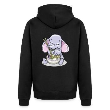 Kawaii Baby Elephant Manger Rood Noodles - Veste à capuche bio Premium Unisexe - noir - Dos - Nico (187cm)