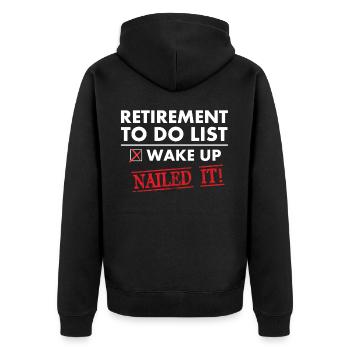 Lustiges Ruhestands-Ruhestandsgeschenk für Männer und Frauen - Unisex Premium Bio Zip Hoodie - Schwarz - Hinten - Nico (187cm)