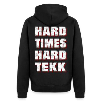 Hardtekk - Unisex Premium Organic Zip Hoodie - black - Back - Nico (187cm)