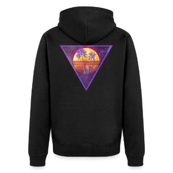 Retro Triangle - Unisex Premium Bio Zip Hoodie - Schwarz - Hinten - Nico (187cm)