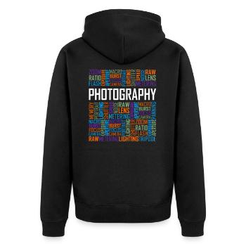 Mots de photographie - Veste à capuche bio Premium Unisexe - noir - Dos - Nico (187cm)