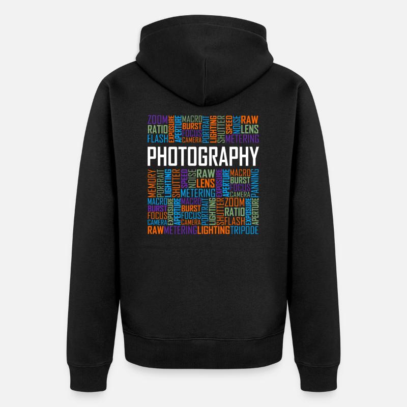 Mots de photographie - Veste à capuche bio Premium Unisexe - noir