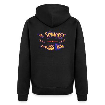 n Scheiss muss ich - Unisex Premium Bio Zip Hoodie - Schwarz - Hinten - Nico (187cm)