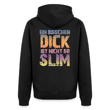 Abnehmen - Unisex Premium Bio Zip Hoodie - Schwarz - Hinten - Nico (187cm)