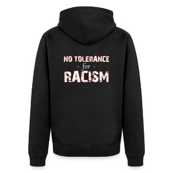 gegen rechts - Unisex Premium Bio Zip Hoodie - Schwarz - Hinten - Nico (187cm)