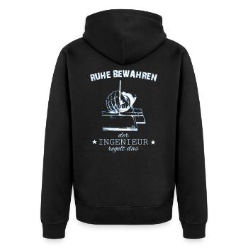 Ingenieur Diplom - Unisex Premium Bio Zip Hoodie - Schwarz - Hinten - Nico (187cm)