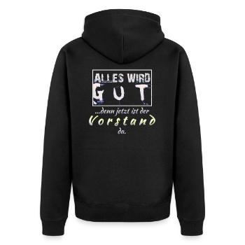 Vorstand - Unisex Premium Bio Zip Hoodie - Schwarz - Hinten - Nico (187cm)