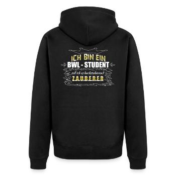 BWL - Unisex Premium Bio Zip Hoodie - Schwarz - Hinten - Nico (187cm)