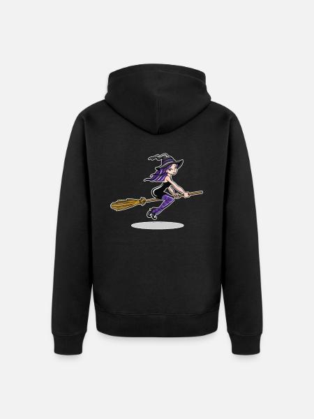 Witch On Broom - Unisex Premium Organic Zip Hoodie - black