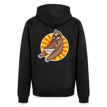 Kawaii Sloth Eating Ramen Noodles - Unisex Premium Organic Zip Hoodie - black - Back - Nico (187cm)
