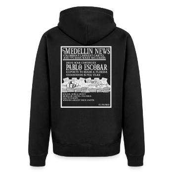 Pablo Escobar - Medellin Kartell - Unisex Premium Bio Zip Hoodie - Schwarz - Hinten - Nico (187cm)