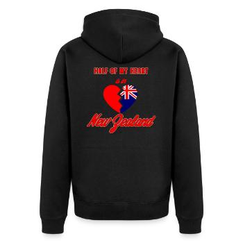 Neuseeland - Unisex Premium Bio Zip Hoodie - Schwarz - Hinten - Nico (187cm)