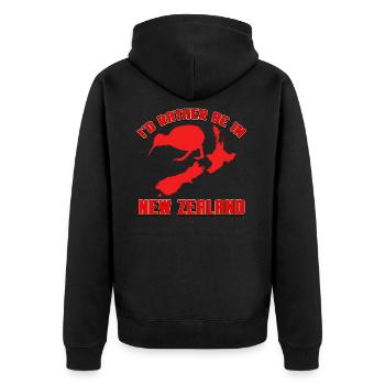 Neuseeland - Unisex Premium Bio Zip Hoodie - Schwarz - Hinten - Nico (187cm)