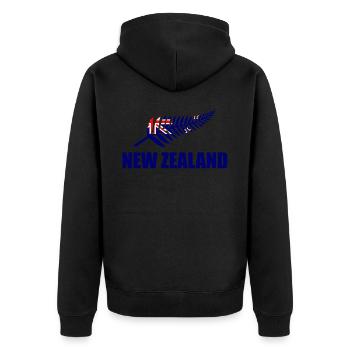 Neuseeland - Unisex Premium Bio Zip Hoodie - Schwarz - Hinten - Nico (187cm)
