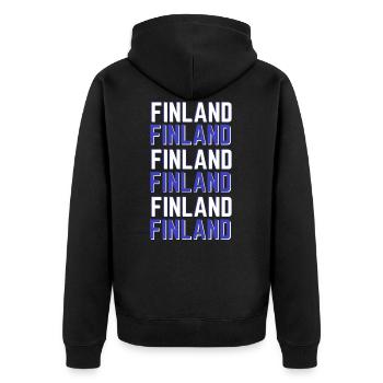 Finnland - Unisex Premium Bio Zip Hoodie - Schwarz - Hinten - Nico (187cm)
