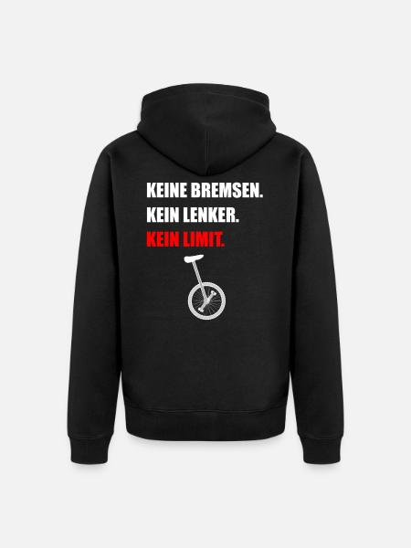 Spruch Einrad fahren - Unisex Premium Bio Zip Hoodie - Schwarz