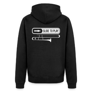 Trombone instrument - Unisex Premium Organic Zip Hoodie - black - Back - Nico (187cm)