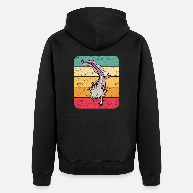 Retro Axolotl - Unisex Premium Bio Zip Hoodie - Schwarz