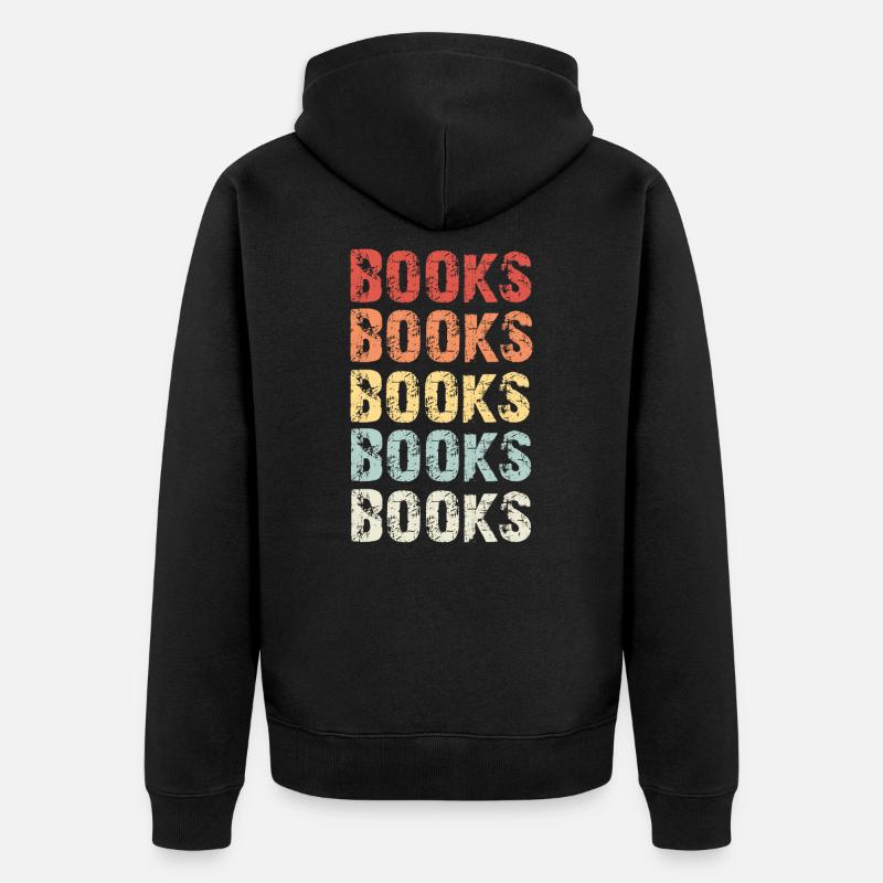 Bücher Retro - Unisex Premium Bio Zip Hoodie - Schwarz