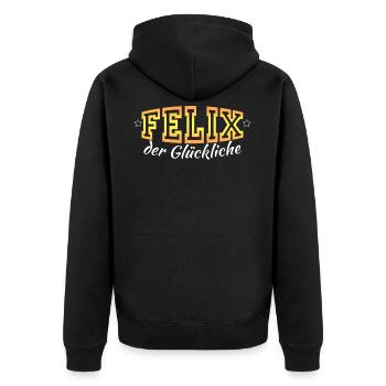 Felix - Unisex Premium Bio Zip Hoodie - Schwarz - Hinten - Nico (187cm)