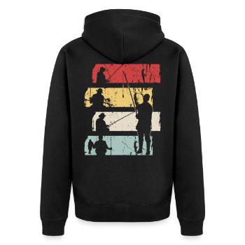 Angler - Unisex Premium Bio Zip Hoodie - Schwarz - Hinten - Nico (187cm)