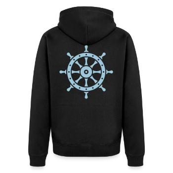 Ship's Wheel (Seaman / Skipper / Sailor / Captain) - Unisex Premium Organic Zip Hoodie - black - Back - Nico (187cm)
