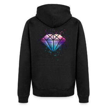 Galaxy Universe Design Hipster Gift Diamond - Unisex Premium Organic Zip Hoodie - black - Back - Nico (187cm)