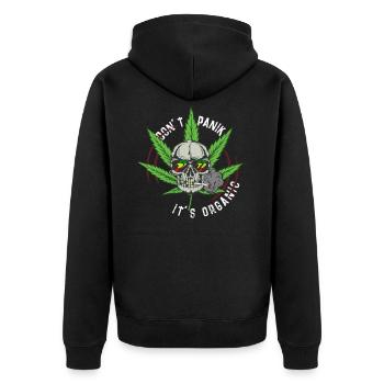 Cannabis Weed Skull Kiffer I Joint Cannabis Leaf - Unisex Premium Organic Zip Hoodie - black - Back - Nico (187cm)