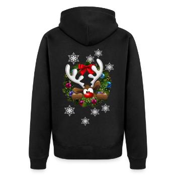 Weihnachten Rentier im Kranz - Unisex Premium Organic Zip Hoodie - black - Back - Nico (187cm)