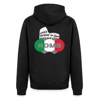Rom - Unisex Premium Bio Zip Hoodie - Schwarz - Hinten - Nico (187cm)