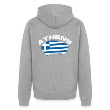 Athens - Unisex Premium Organic Zip Hoodie - heather grey - Back - Nico (187cm)
