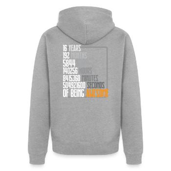 16. Geburtstag - Unisex Premium Bio Zip Hoodie - Grau meliert - Hinten - Nico (187cm)