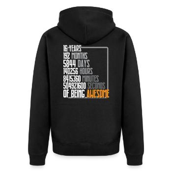 16 th Birthday - Unisex Premium Organic Zip Hoodie - black - Back - Nico (187cm)