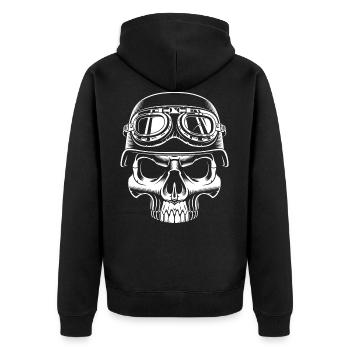 crâne motard crâne avec casque en acier - Veste à capuche bio Premium Unisexe - noir - Dos - Nico (187cm)