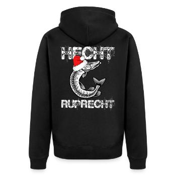 Hecht Ruprecht - Angeln, Geschenk, Weihnachten - Unisex Premium Bio Zip Hoodie - Schwarz - Hinten - Nico (187cm)