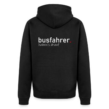 Busfahrer - Unisex Premium Bio Zip Hoodie - Schwarz - Hinten - Nico (187cm)
