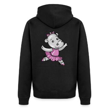 Ballerina Hippo Merch - Unisex Premium Bio Zip Hoodie - Schwarz - Hinten - Nico (187cm)