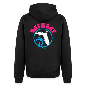 Miami - Unisex Premium Bio Zip Hoodie - Schwarz - Hinten - Nico (187cm)