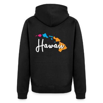 Hawaii - Unisex Premium Bio Zip Hoodie - Schwarz - Hinten - Nico (187cm)