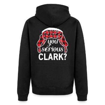 You Serious Clark? Your Ernst Clark? - Unisex Premium Organic Zip Hoodie - black - Back - Nico (187cm)