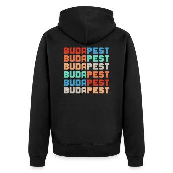 Budapest - Unisex Premium Bio Zip Hoodie - Schwarz - Hinten - Nico (187cm)