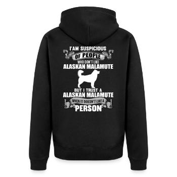 Alaskan Malamute - Unisex Premium Bio Zip Hoodie - Schwarz - Hinten - Nico (187cm)