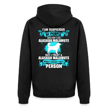 Alaskan Malamute - Unisex Premium Bio Zip Hoodie - Schwarz - Hinten - Nico (187cm)