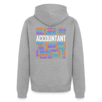 Buchhalter-Wörter - Unisex Premium Bio Zip Hoodie - Grau meliert - Hinten - Nico (187cm)