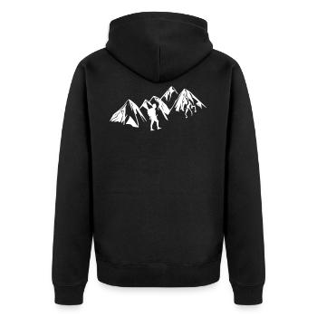 wander wanderer - Unisex Premium Organic Zip Hoodie - black - Back - Nico (187cm)
