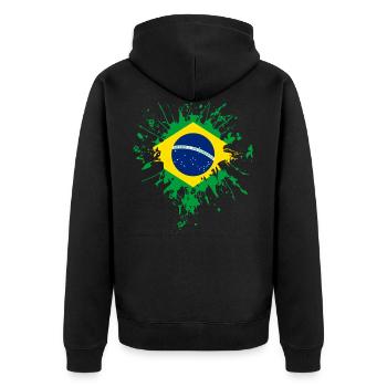 Drapeau brésilien - Veste à capuche bio Premium Unisexe - noir - Dos - Nico (187cm)
