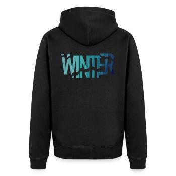 Winter - Unisex Premium Bio Zip Hoodie - Schwarz - Hinten - Nico (187cm)